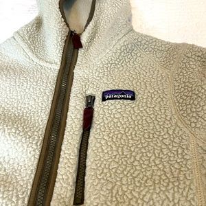 Patagonia Retro Pile Fleece Hooded Jacket Cream Color Womens medium